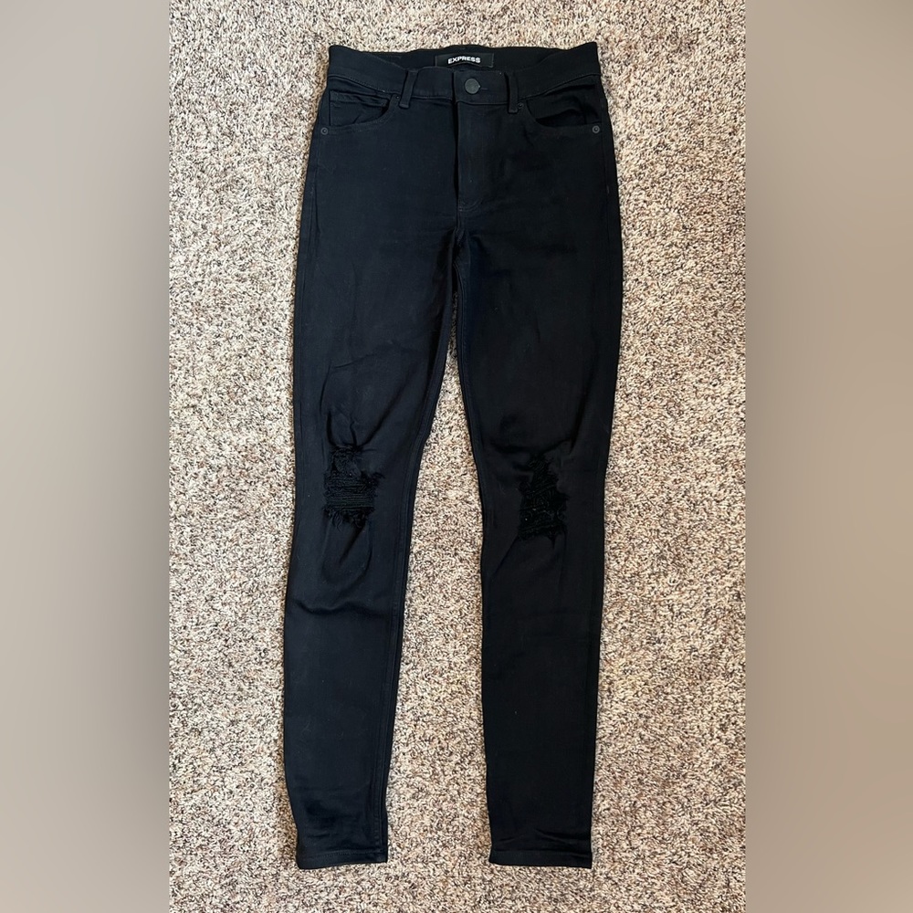High rise distressed black jeans - Express size 4R